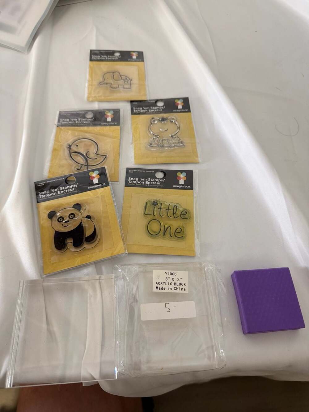 Imaginisce Snag 'em Stamps and Inkadinkado Clings Rubber Stamps with Acrylic Blo
